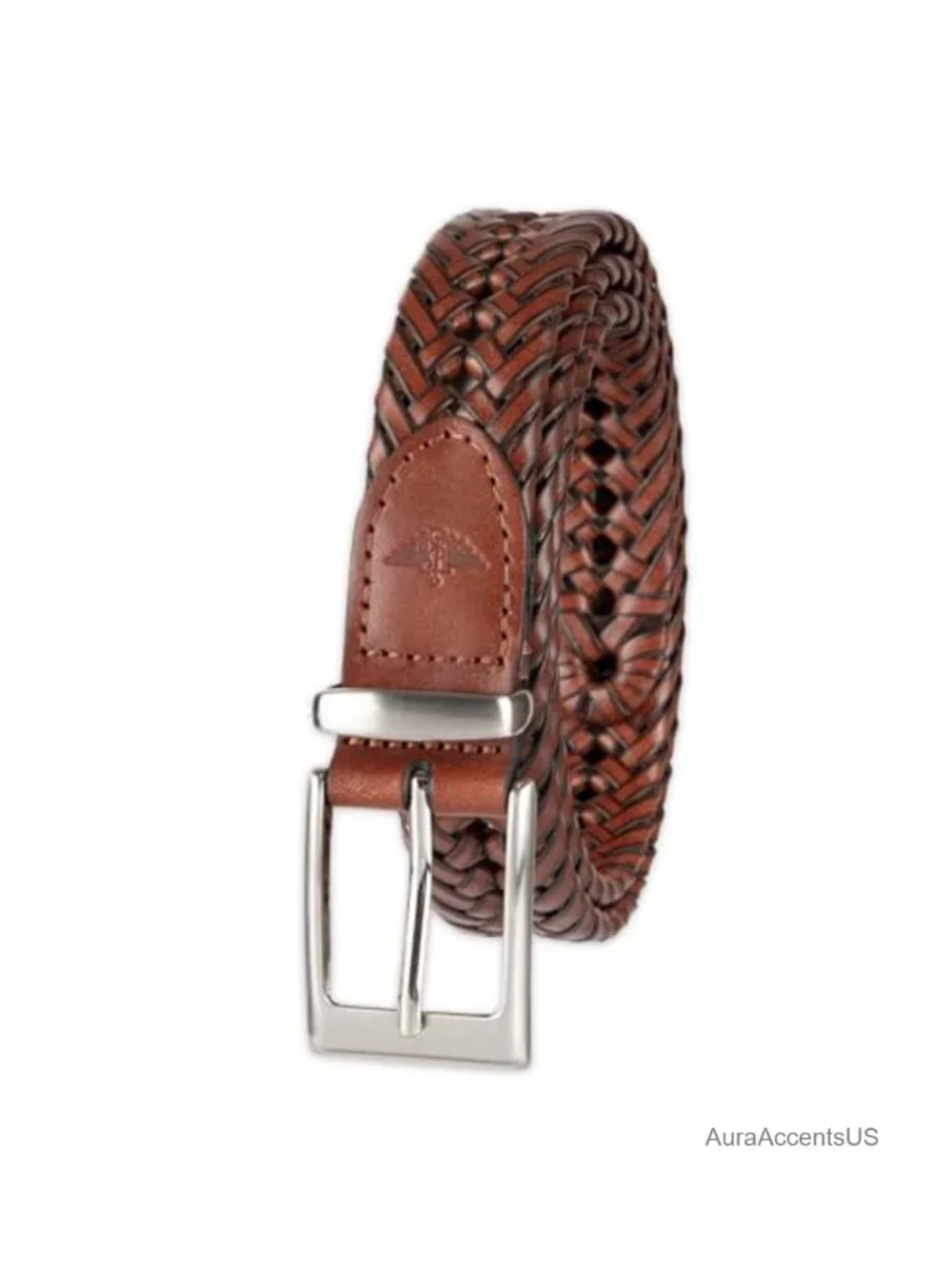 Men's Braided Leather Casual Belt with Adjustable Fit and Leather Keeper